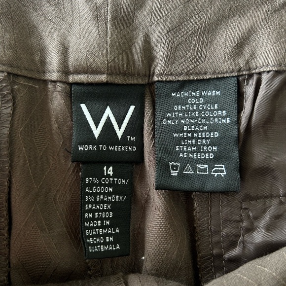 Work To Weekend Women’s Brown Wide-Leg Capri Flat Front Pants Sz 14 - Picture 7 of 7